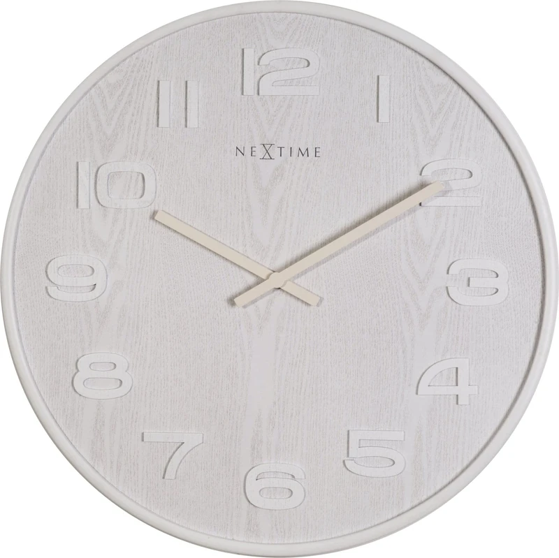 NeXtime wall clock "WOOD WOOD BIG", round, made of wood, white, ø 53 cm