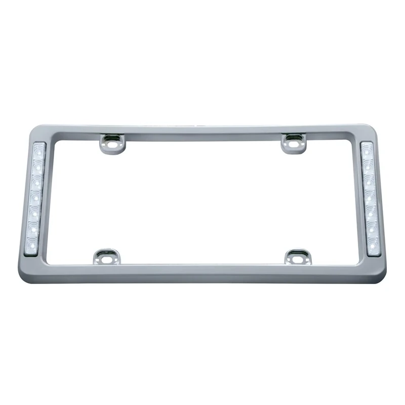 United Pacific 50121 Chrome License Plate Frame W/Two 7 White Led Reflector Light Bar - Clear Lens