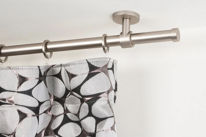 InCasa Curtain Pole: 20 mm, Length 260 cm, Satin Steel-Complete, Stainless, Grey