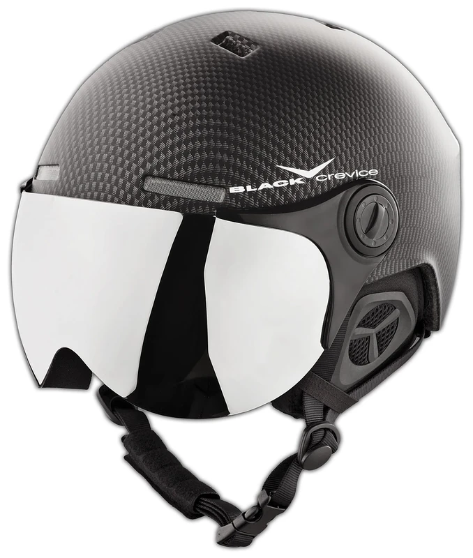 Black Crevice Ski Helmet Black Carbon/White Size:58-61