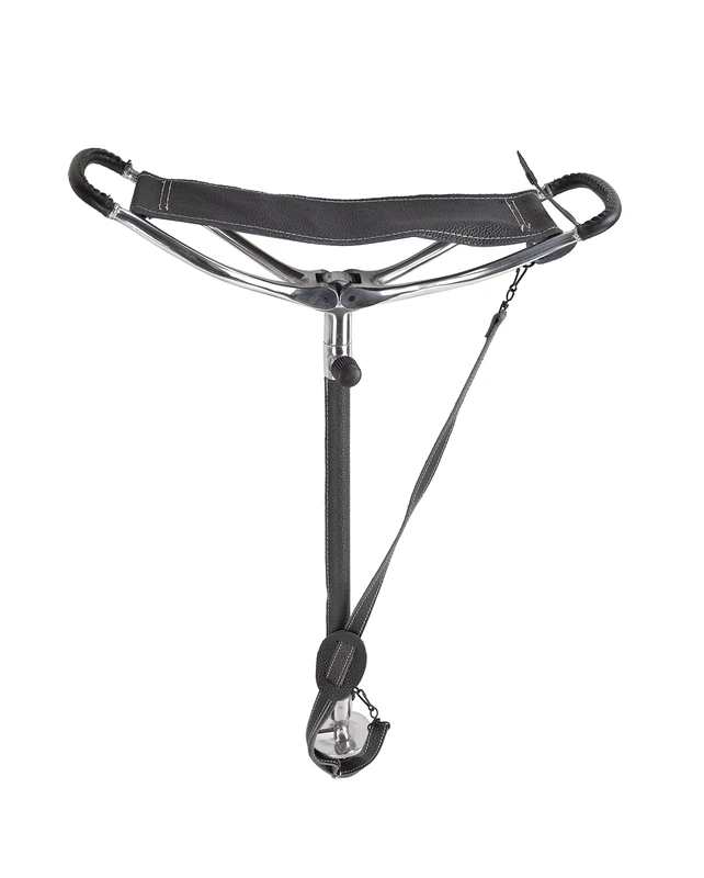 Januel - Rival Seat Rod - Telescopic Feet - Leather Seat - Covered Foot - Height 60 to 100 cm - Outdoor Leisure Camping Hunting Fishing Bushcraft - Black and Silver - with Strap