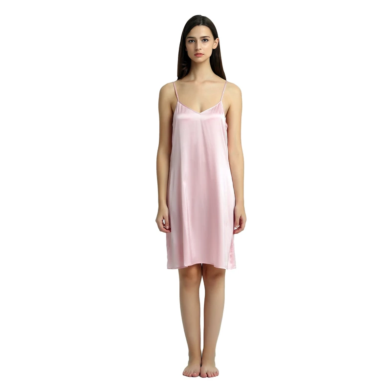 Jasmine Silk Ladies Pure Silk Nightie Chemise - Pink S (10-12)