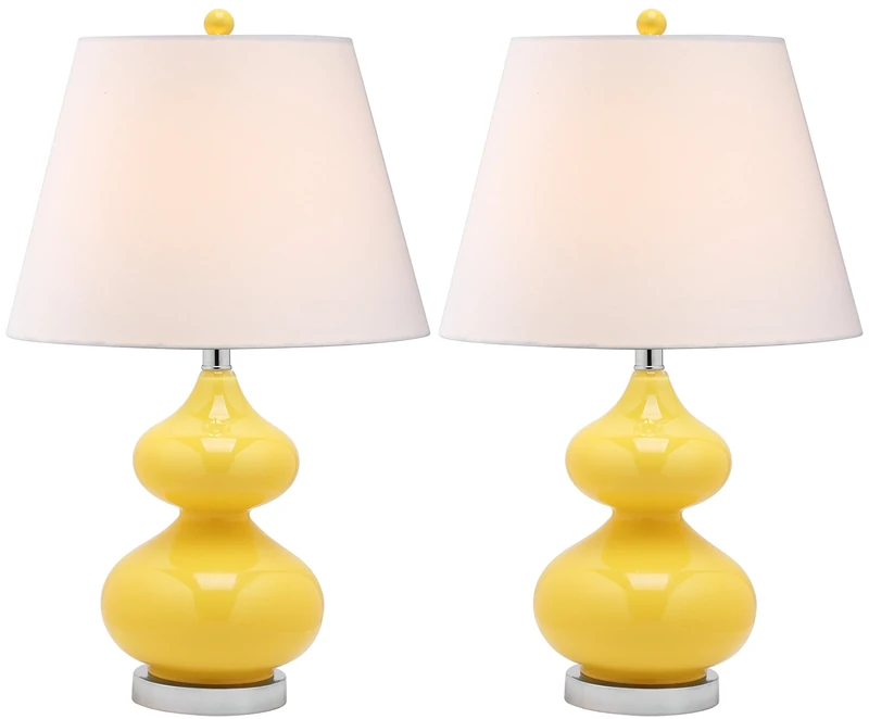 SAFAVIEH Modern Glass Table Lamps - Set of 2, in Yellow