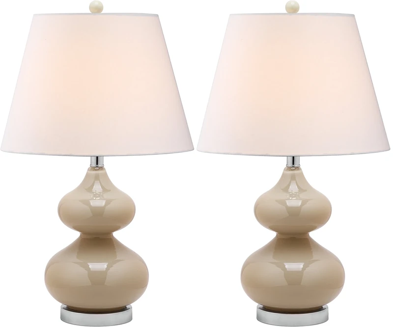 SAFAVIEH Modern Glass Table Lamps - Set of 2, in Taupe