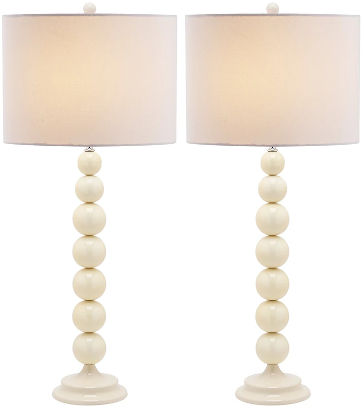 SAFAVIEH Modern Metal Table Lamps - Set of 2, in White