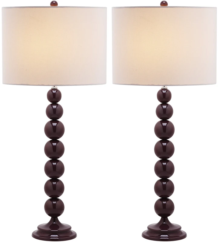 SAFAVIEH Modern Metal Table Lamps - Set of 2, in Dark Purple