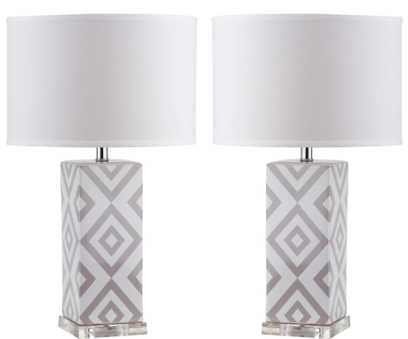 SAFAVIEH Modern Ceramic Table Lamps - Set of 2, in Grey
