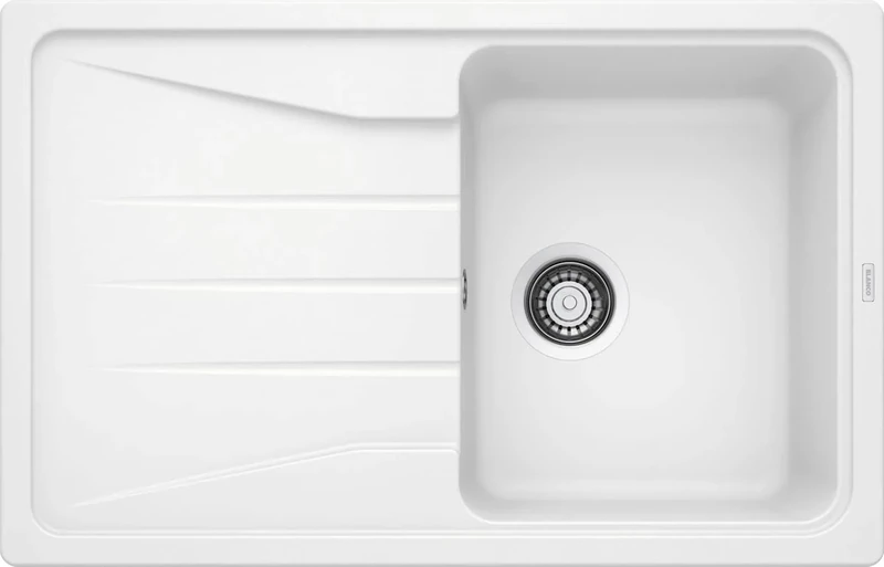 Blanco SONA 45 S | SILGRANIT Granite Sink in White | Installation Type: Inset Installation from Above | Reversible | for 45 cm Wide Base cabinets | Large Bowl | Easy-Care Surface | [78x50x20.2 cm]