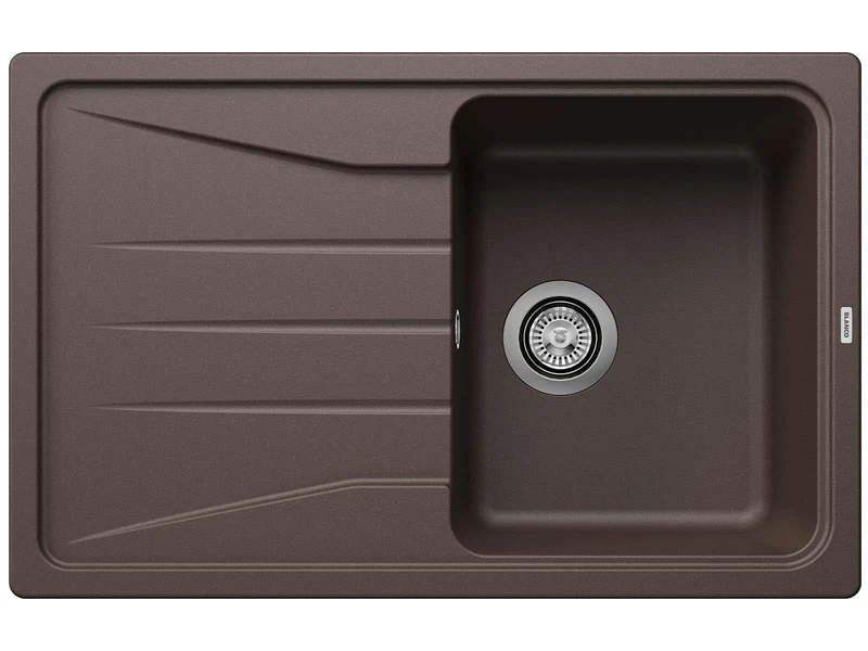 BLANCO SONA 45 S | SILGRANIT Granite Sink in café | Installation Type: Inset Installation from Above | Reversible | for 45 cm Wide Base cabinets | Large Bowl | Easy-Care Surface | [78x50x20.2 cm]