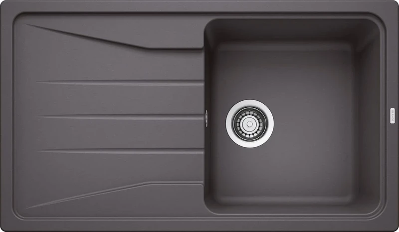 BLANCO SONA 5 S | SILGRANIT Sink in Rock Grey | Installation Type: Inset Installation from Above | Reversible | for 50 cm Wide Base cabinets | Large Bowl | Easy-Care Surface | [86x50x20.2 cm]