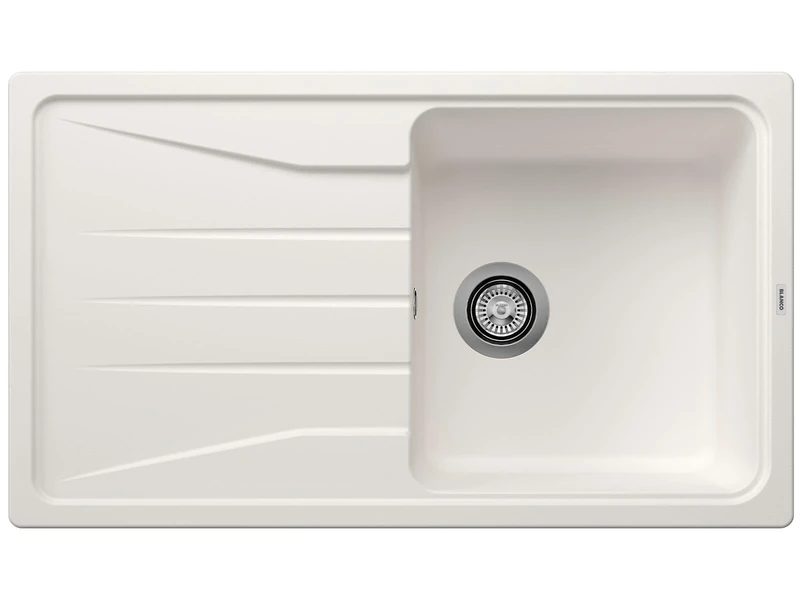 Blanco SONA 5 S | SILGRANIT Sink in White | Installation Type: Inset Installation from Above | Reversible | for 50 cm Wide Base cabinets | Large Bowl | Easy-Care Surface | [86x50x20.2 cm]