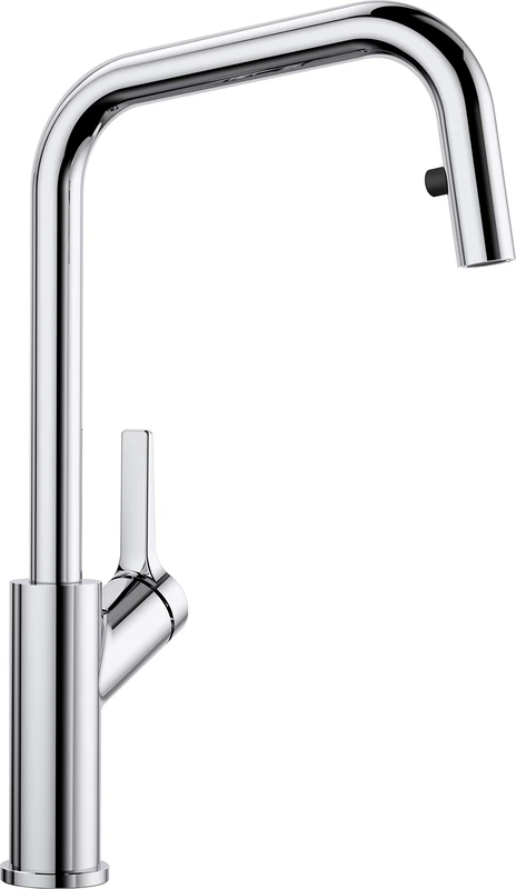 BLANCO JURENA-S | Kitchen Mixer tap in Chrome | High-Pressure | with Pull-Out Hose | Non-Return Valve | Ceramic Cartridge | Assured Water Quality & Water-Saving | [11.1x25.5x39.3 cm]