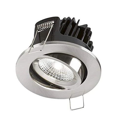 IP20 7W LED 4000K Cool White Tilt Downlight with Fixed Brushed Chrome Bezel