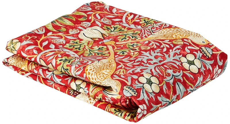 Morris & Co Strawberry Thief Duvet Cover, Crimson, Double - Image 1