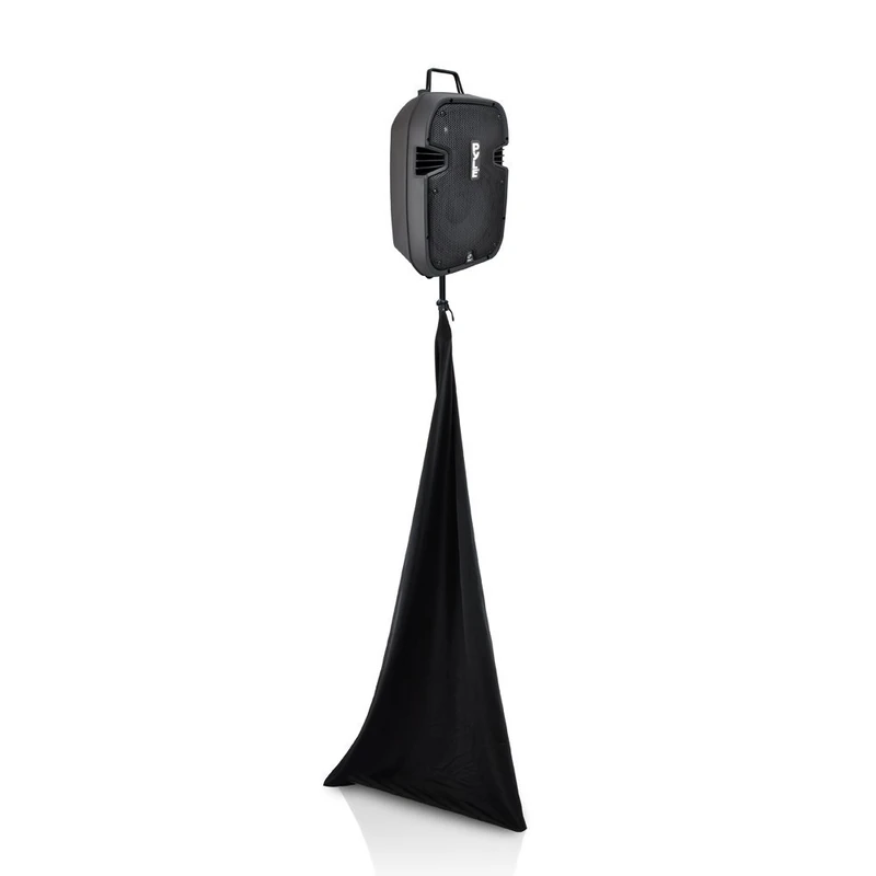 Pyle Universal Dj Light Speaker Stand Skirt Tripod Scrim Cover w/Stretchable Lycra Spandex Material-Velcro Straps, Bag-For On Stage/Event Use PSCRIM3B, Black - Image 1