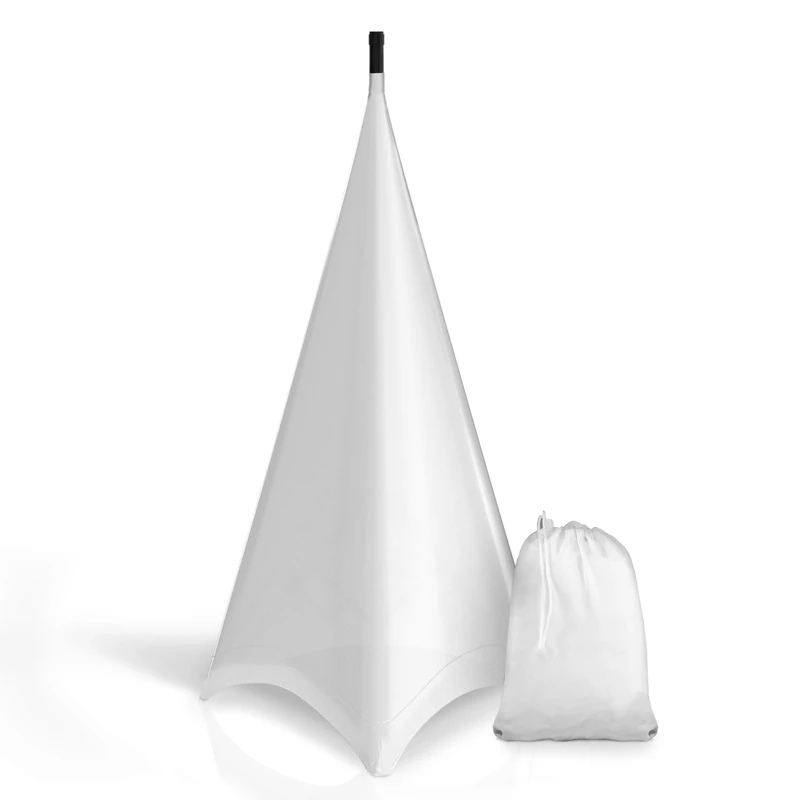 Universal Lighting Tripod Stand Scrim - Triple Sided DJ Speaker / Light Stand Skirt Cover w/ Velcro Straps, Bag, Made from Stretchable Lycra Spandex, Fit Stands Up to 75” x 43” - Pyle PSCRIM3W (White)