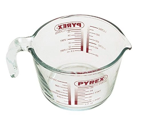 Deluxe Pyrex Stain Resistant Glass Measuring Jug, 1L