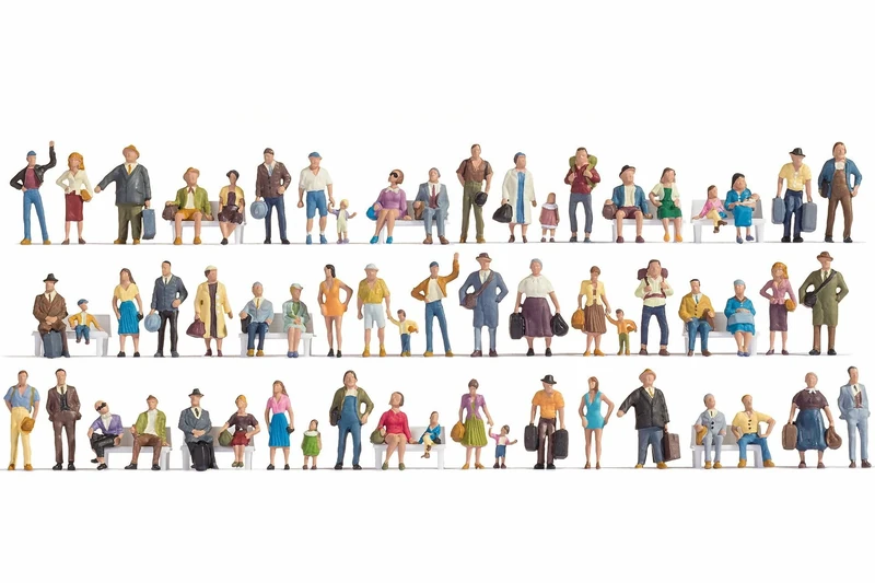 Noch 16070 Mega Economy Figures Set, 60 pieces, H0 gauge, Model Building