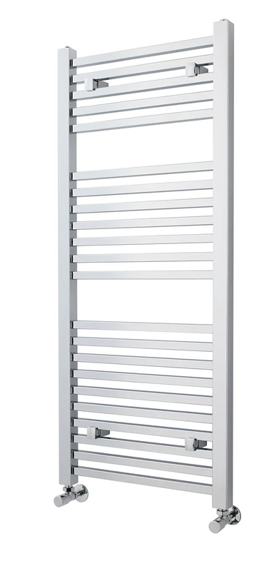 nuie MTY109 | Modern Bathroom Vertical Square Heated Ladder Towel Rail, 1200mm x 500mm, Chrome