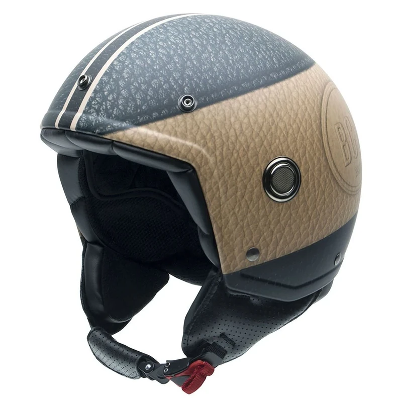NZI Tonup Graphics Helmet, Multicoloured Brown & Black Leather, 54