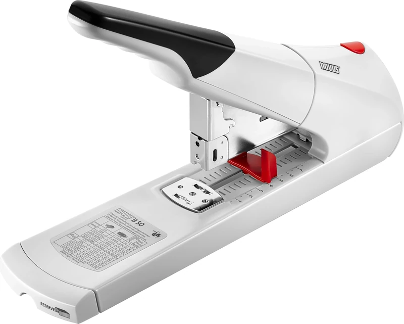 Novus B 50 Heavy Duty Stapler (Capacity of 140 Sheets, with Variable Insertion Depth up to 75 mm) Light Grey, 3" Depth