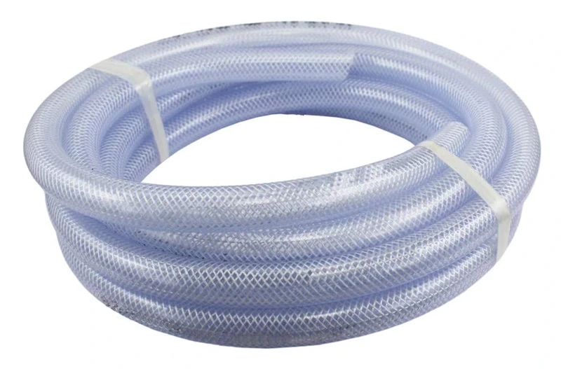 Duda Energy HPpvc100-025ft 25' x 1" ID High Pressure Braided Clear Flexible PVC Tubing Heavy Duty UV Chemical Resistant Vinyl Hose Water Oil