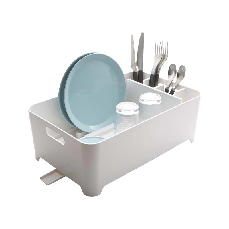 Yamazaki 2452 TOWER Dish Drainer, white, ABS Resin, Minimalist, 38 x 24 x 13 cm