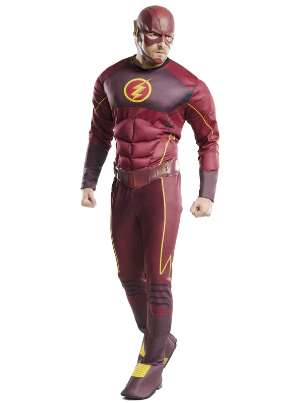 Rubies Official DC Comics The Flash Deluxe, Adult Costume - Standard, CHEST 46', WAIST 34-36', INSEAM 33' Halloween