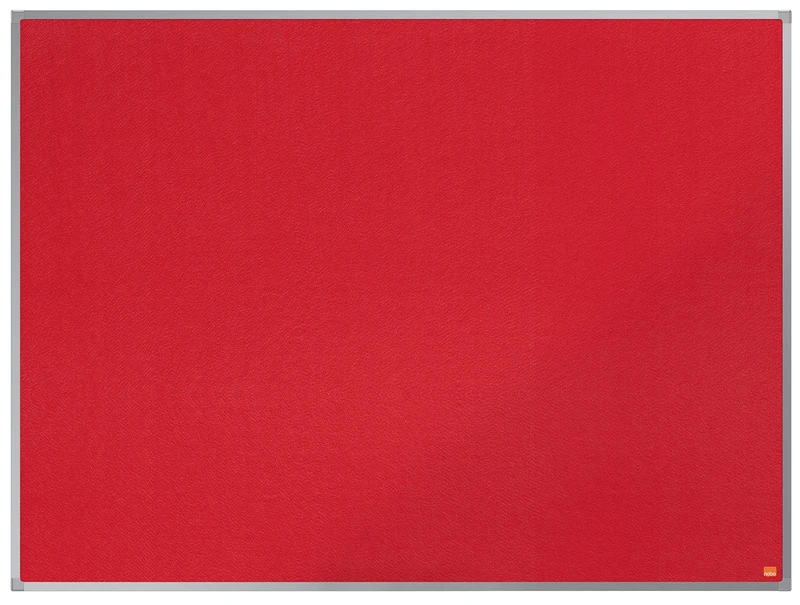 Nobo Felt Noticeboard, 1200 x 900 mm, Aluminium Trim, Corner Wall Mounting, Essence Range, Red, 1904067