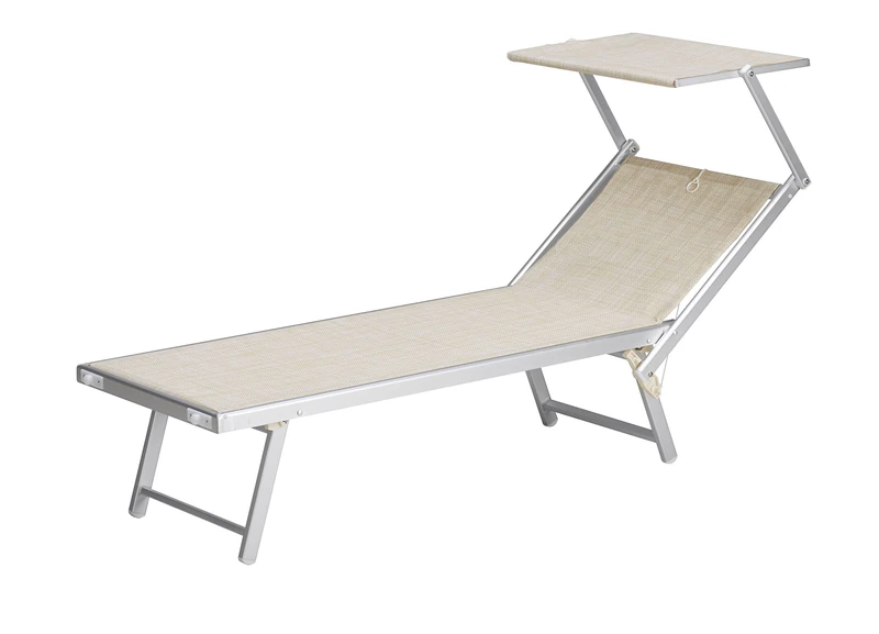GARDEN FRIEND Deluxe Sea Cot in Aluminium and Textilene 720 gr/m² beige melange. - Image 1