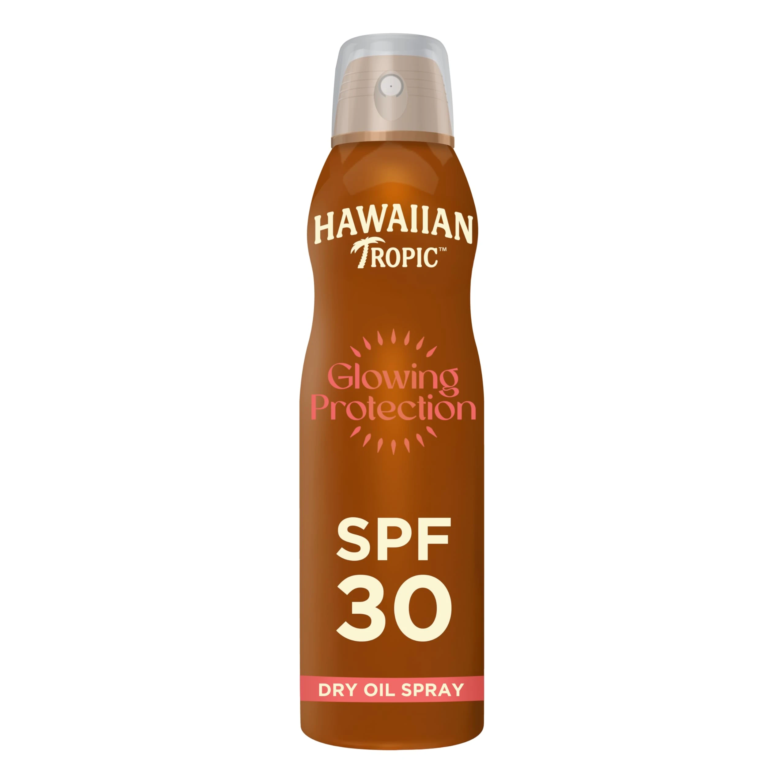 Hawaiian Tropic Glowing Protection Sunscreen Dry Oil Spray Mist, Water Resistant SPF 30 UVA plus UVB Protection Sunscreen Spray, Tropical Scent Sun Lotion with Island Botanicals, 180 ml