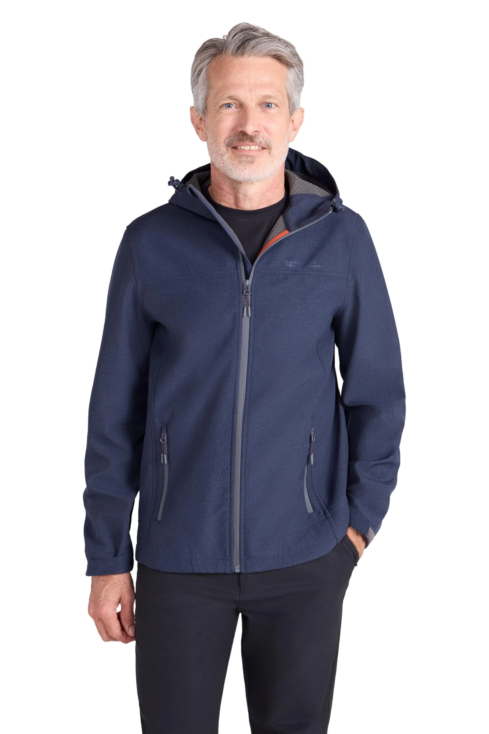 Mountain Warehouse Reykjavik Textured Mens Windproof Softshell - Water-resistant Fleece Lined Rain Jacket with Adjustable Fit - Spring Summer Walking, Outdoors & Hiking Navy S