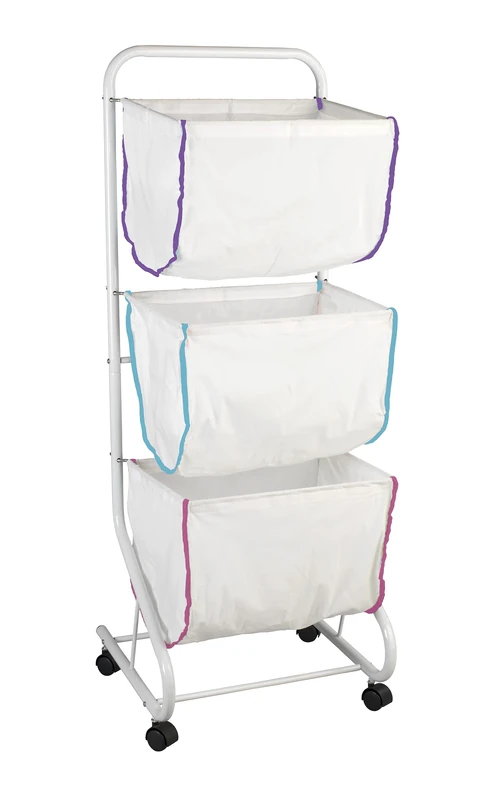 WENKO 62080100 Laundry bin Escala - Powder-coated metal, 44 x 126 x 46 cm, White