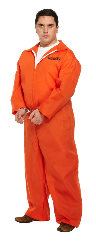 HENBRANDT Men's Orange Prisoner Jumpsuit Costume - XL - Image 1
