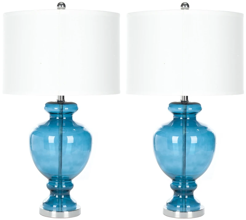 SAFAVIEH Modern Glass Table Lamps - Set of 2, in Morocco Blue