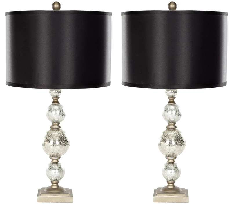 SAFAVIEH Modern Glass Table Lamps - Set of 2, in Ivory and Silver