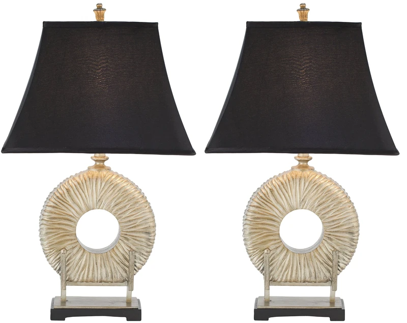 SAFAVIEH Modern Ceramic Table Lamps - Set of 2, in Black Satin