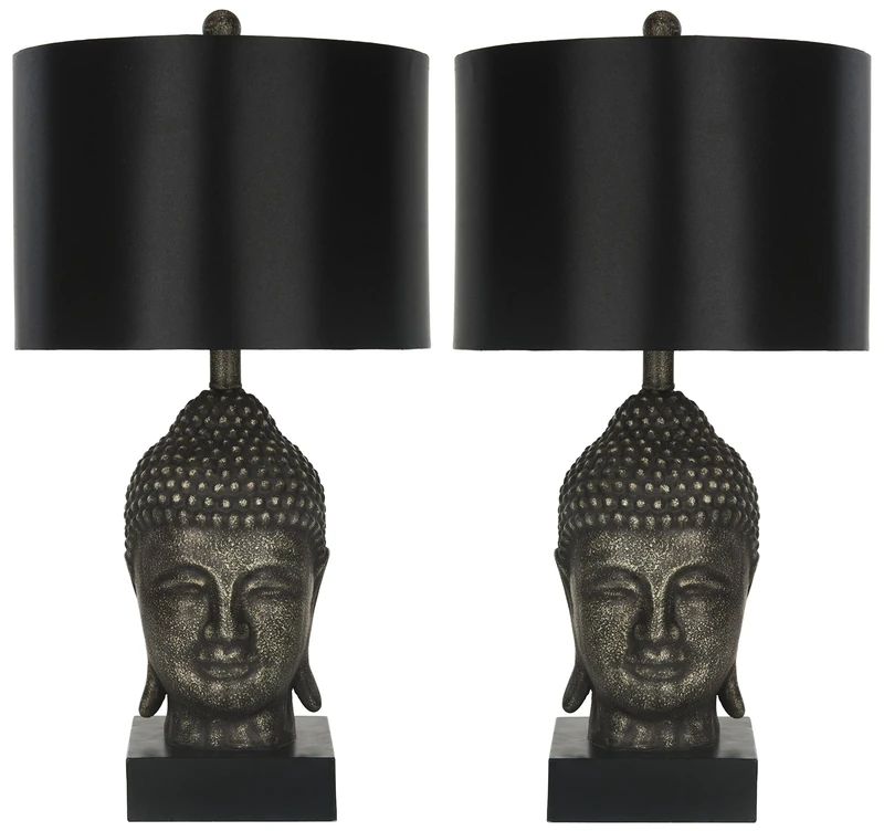 SAFAVIEH Modern Arylic Table Lamps - Set of 2, in Black and Grey