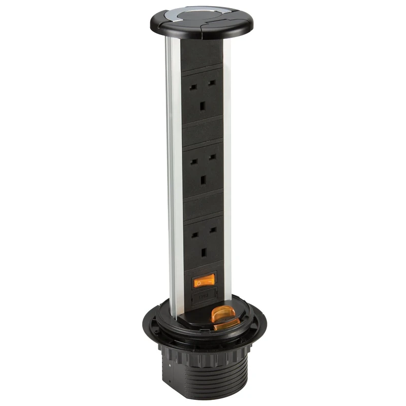 Knightsbridge SK006 3G IP54 Pop up Socket, Black
