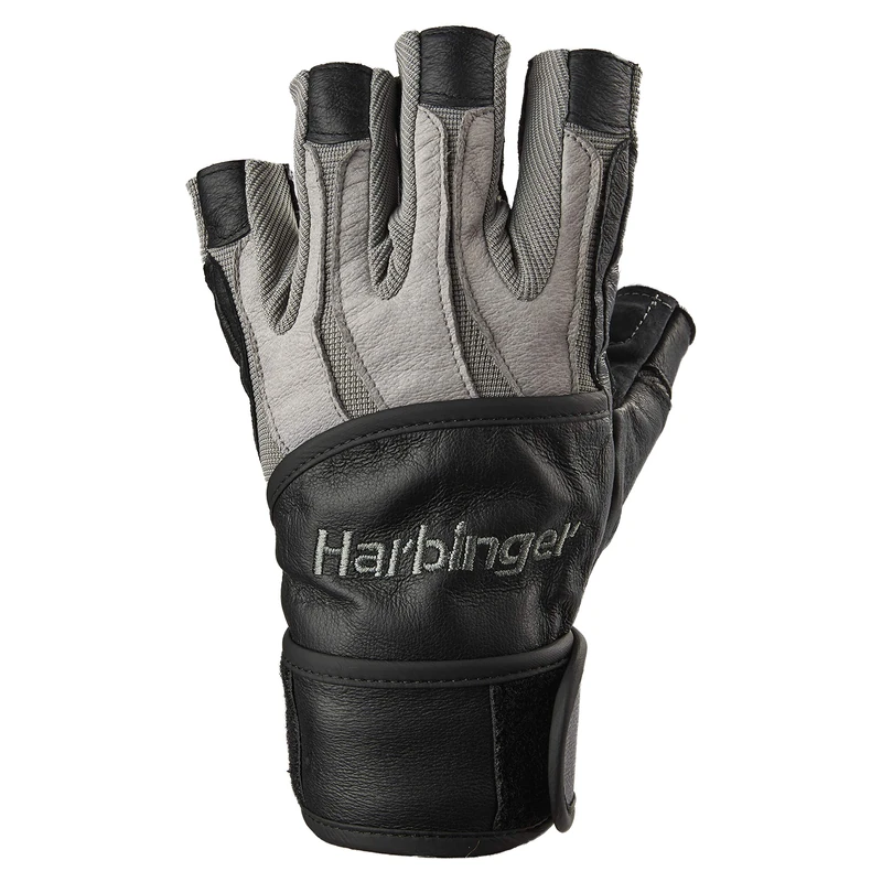 Harbinger Bio-Form Wrist Wrap Men's Weight Lifting Gloves, Workout Fitness Gloves, With Heat-activated Cushioned Palm, Grey, L - Image 1