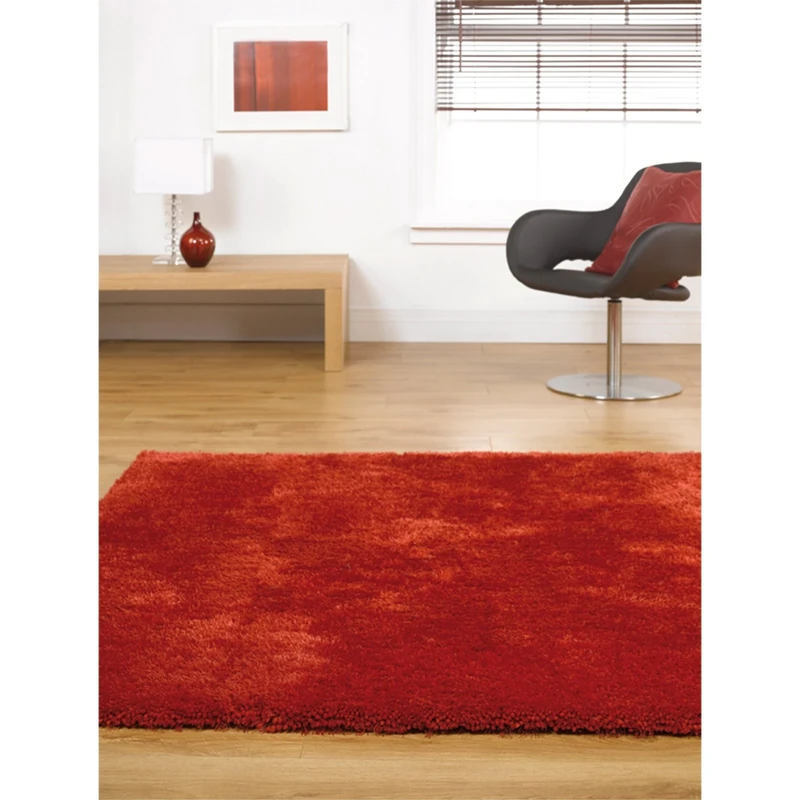 Just Contempo Plain Shaggy Rug, Red, 160x220 cm