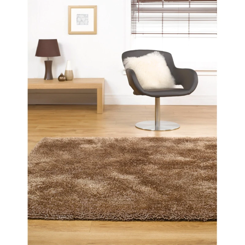 Just Contempo Plain Shaggy Rug, Brown, 75x150 cm