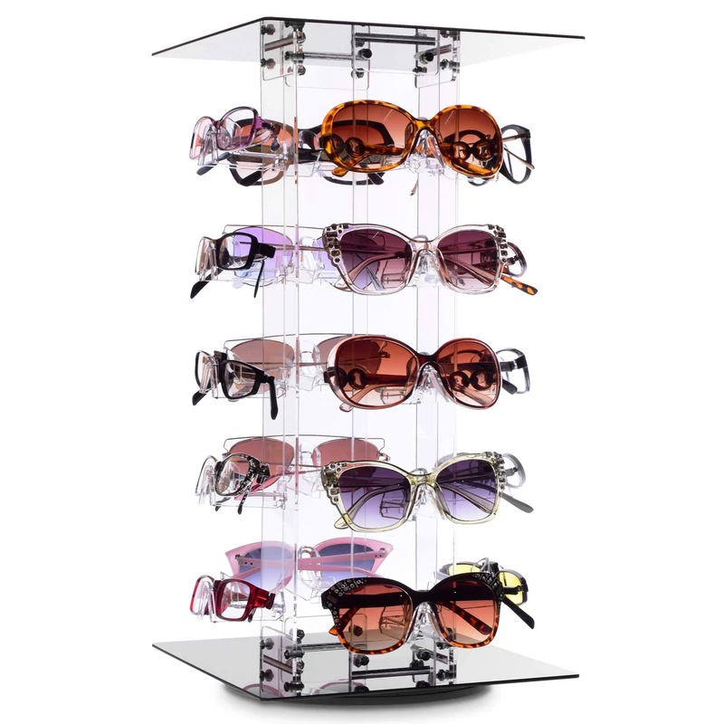 Mooca Acrylic Rotating Sunglasses & Eyewear Holder Display Sunglasses Organizer Stands Sunglasses Rack, 20 Frames - Image 1