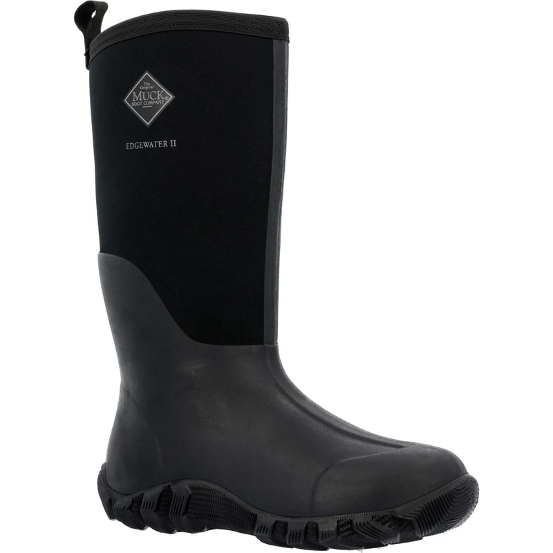Muck Boots Unisex Edgewater II Pull On Waterproof Wellington Boot, Black, 8
