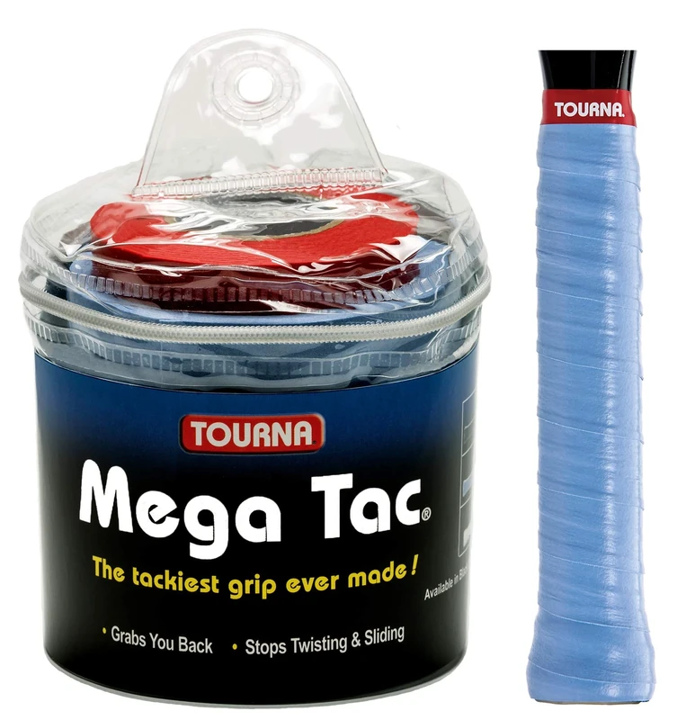 Tourna Mega Tac Extra Tacky Overgrip, Blue (30-Pack) (MT-30-XLB)