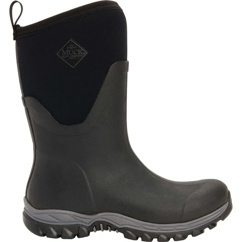 Muck Boots Women's Arctic Sport Mid Fleece Lined Waterproof Pull on Boot, Black, 3