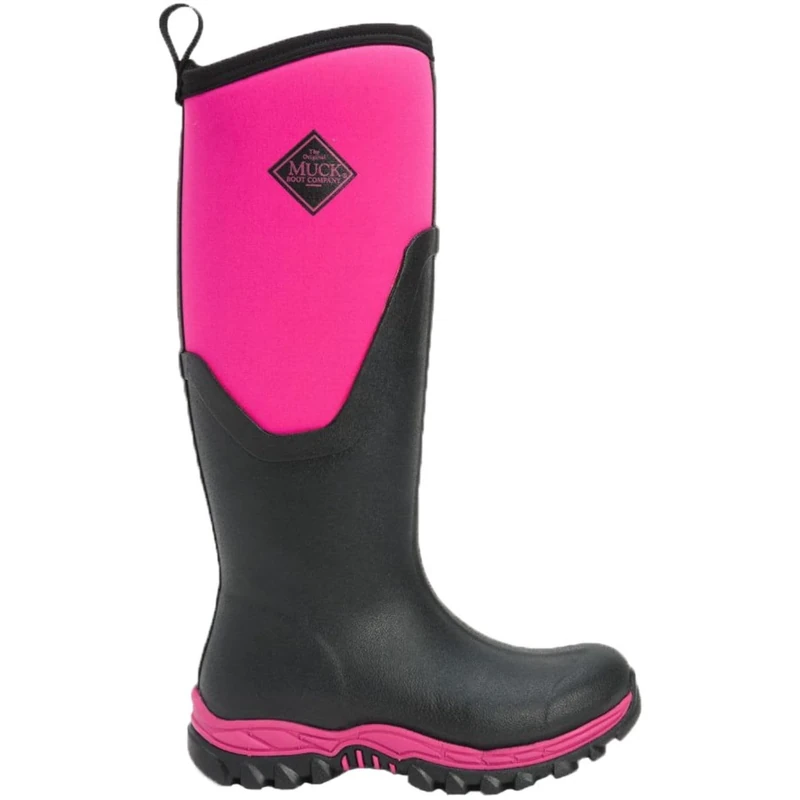 Muck Boots Women's Arctic Sport II Tall Fleece Lined Waterproof Pull on Boot, Black Pink, 4