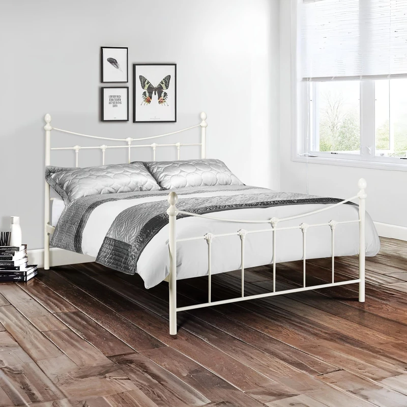 Julian Bowen Stone White Wood Rebecca Bed, Double