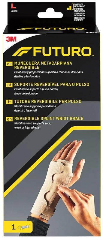 FUTURO Reversible Splint Wrist Brace, Large (19-22.9 cm) – Fits Left or Right Hand, Breathable, Sleeve Design for Customized Fit