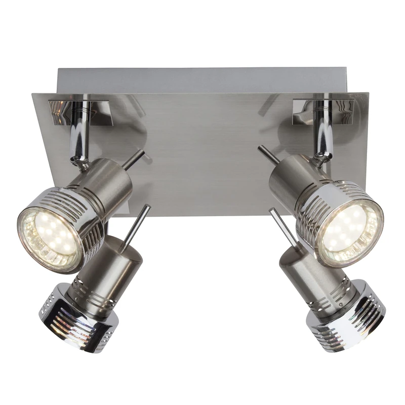 Brilliant Kassandra Spotlight Panel 4 Bulb GU10 LED 240lm, 4 x 3W 3000 K Bulbs Metal Iron/Chrome G34735 / 77